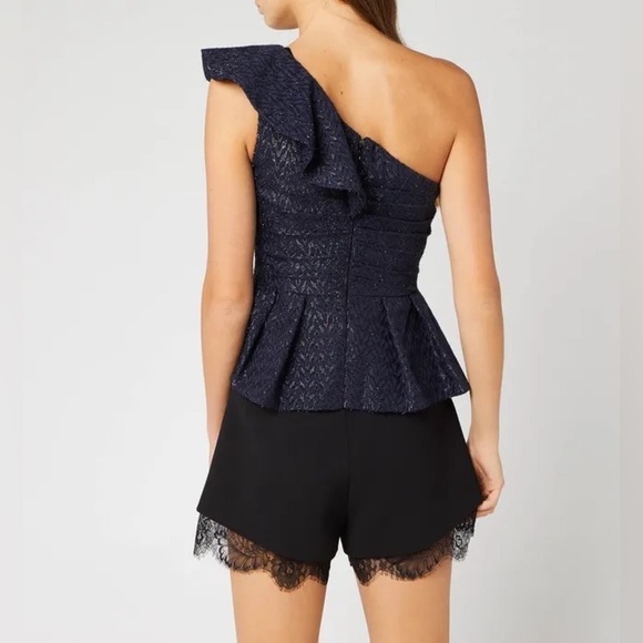 NWT Self-Portrait Ruffled Metallic Fil Coupe Top XS - Picture 5 of 12